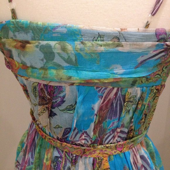 ABS silk chiffon flowy dress with removable tie belt New Condition - Picture 4 of 6